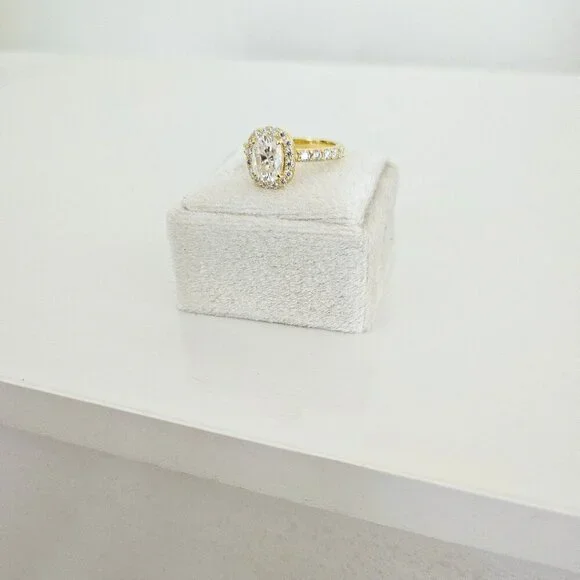 2 CT Elongated Cushion Cut Moissanite Ring - Sterling Silver Gold-Plated - Picture 4 of 5